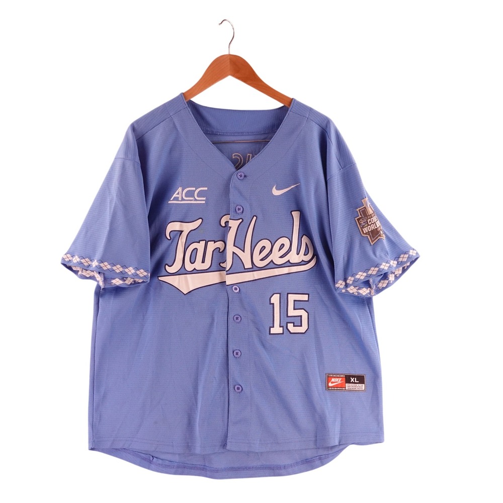 VTG Nike Mens XL North Carolina Tar Heels College World Series Baseball Jersey
